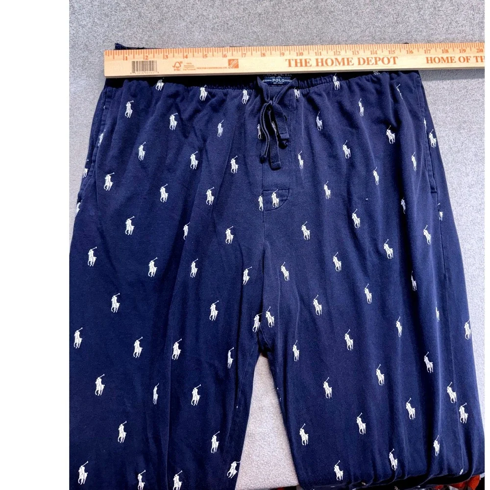 Polo Ralph Lauren Men's Navy Pony Print Pajama Lounge Pants Cotton Size Large